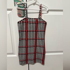 Stylish Red and Black Plaid Dress